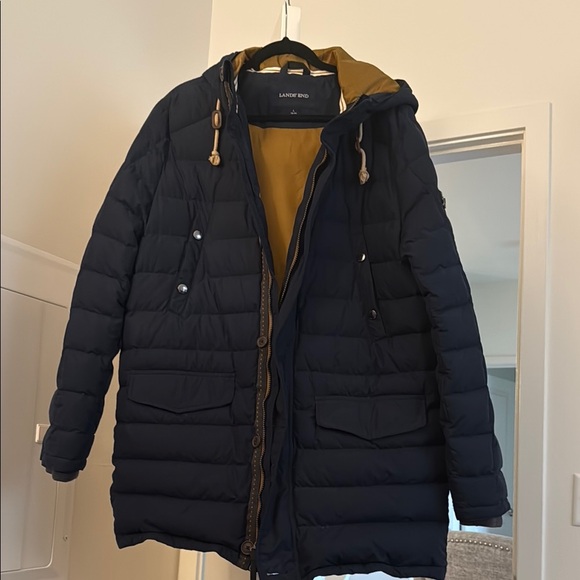 Lands’ End Navy Parka Winter Coat - Picture 2 of 8